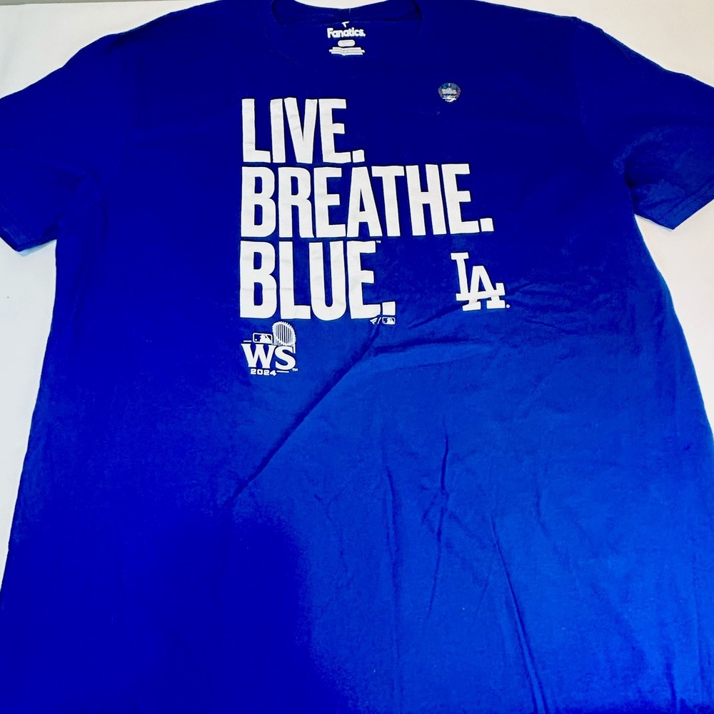 Los Angeles Dodgers World Series Live Breathe Blue T-Shirt Mens Medium Fanatics